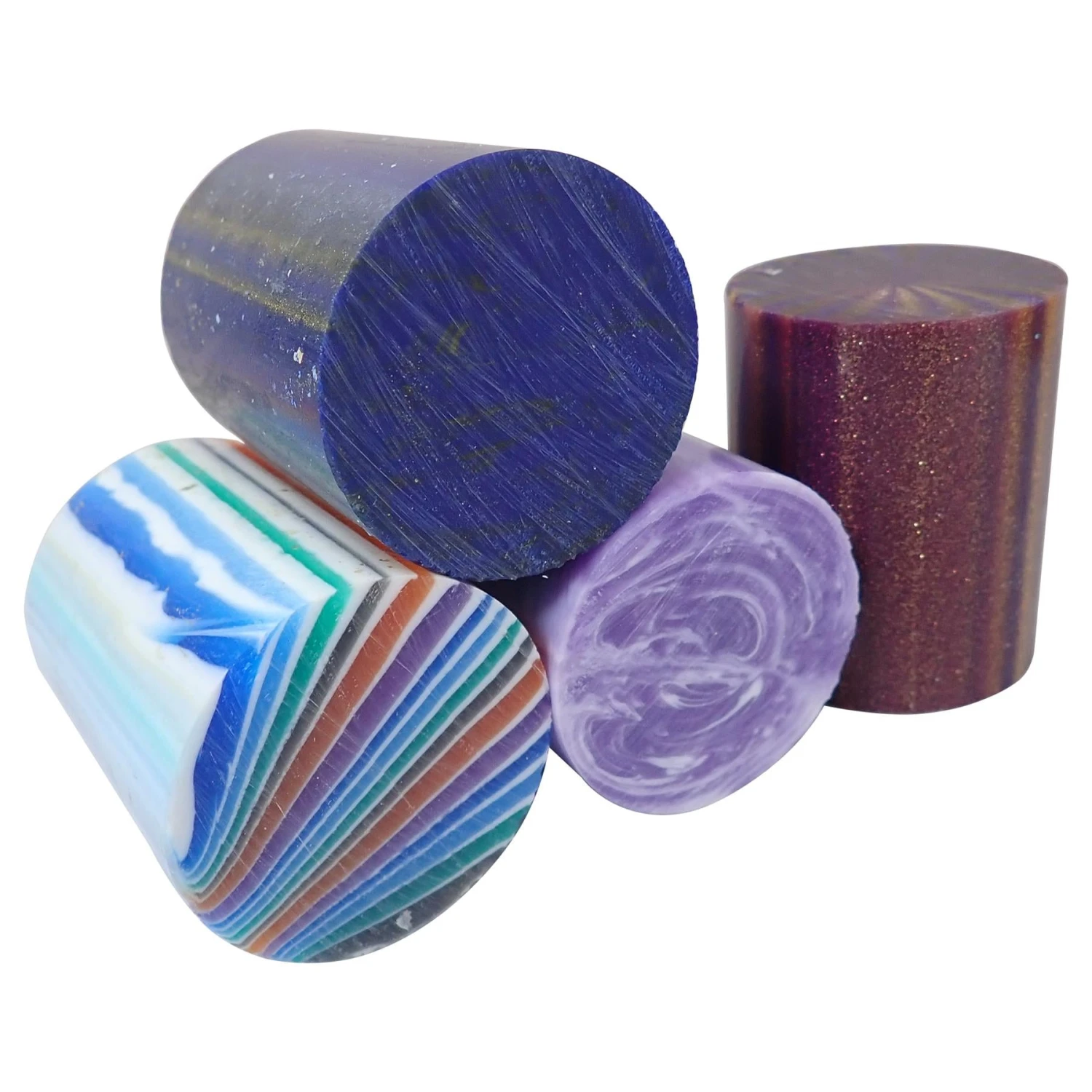 Blue Mixed Polyester Turning Blanks - 63.5x50x50mm, Set Of 4 3 Blue Mixed Polyester Turning Blanks - 63.5x50x50mm, Set Of 4