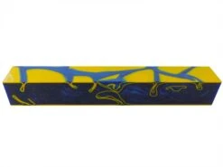 Royal Pearl Blue/Yellow Abstract Acrylic Pen Turning Blank - 150x20x20mm, 6x3/4x3/4 In